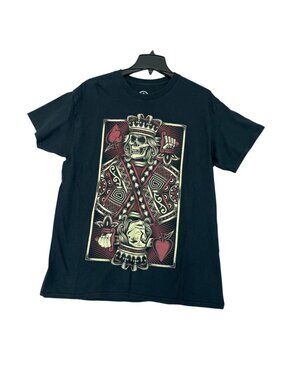 DOM Skeleton King Graphic T-Shirt  Men's L Black Cotton Casual Crew Neck F1375
